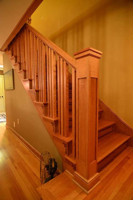 Prairie Style Stairway Craftsman Staircase Staircase