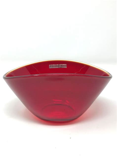 Exquisite Red Art Glass Bowl By Hadeland Of Norway Etsy