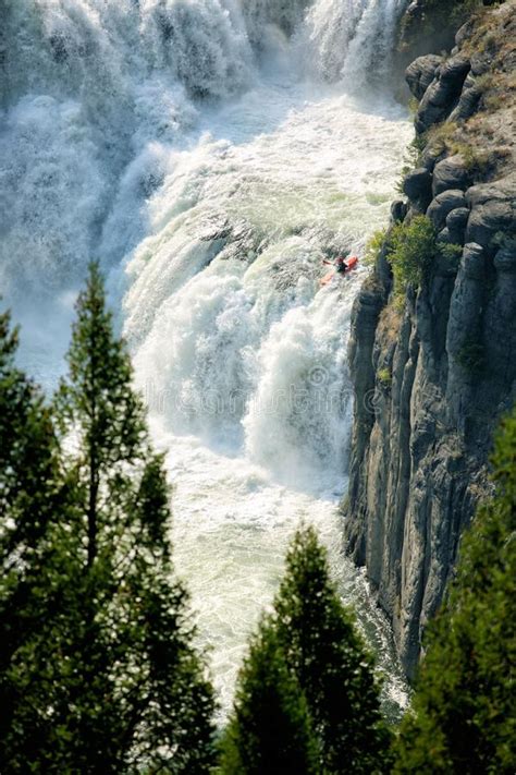 Kayaking Lower Mesa Falls In Idaho Stock Image Image Of Falls
