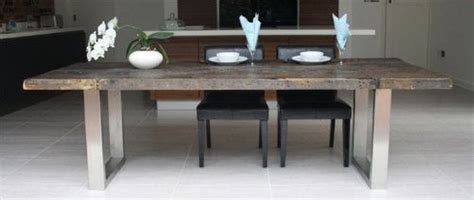 In stock & ready to ship. Large contemporary reclaimed wood and steel dining table ...