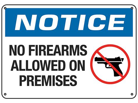 Señalamiento No Firearms Allowed On Premises Plástico S 18795p Uline
