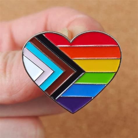 Lgbtq Pride Enamel Pin Rainbow Heart Shape Unique Lapel Etsy