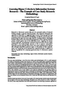 Case study as a research method. Assessing rigour criteria in information systems research ...