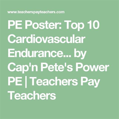 Pe Poster Top 10 Cardiovascular Endurance Exercises Cardiovascular