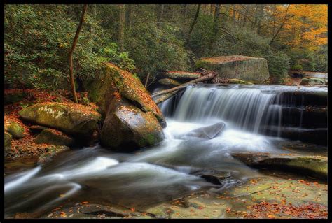 Shot Of A Waterfall West Of Brevard North Carolina