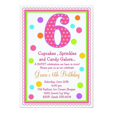 Sweet Surprise 6th Birthday Invitation