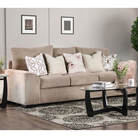 Shop Furniture of America Bedford Contemporary Corduroy Sofa - Free