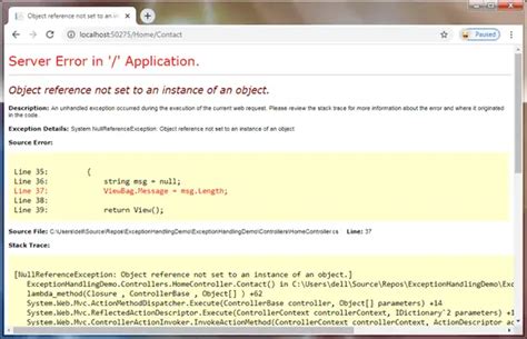 Exception Handling In ASP NET MVC