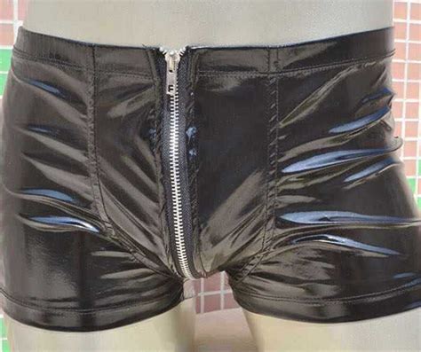 Hot Fashion Men Pu Boxer Brand Male Underwear Pu Leather Shorts Sexy