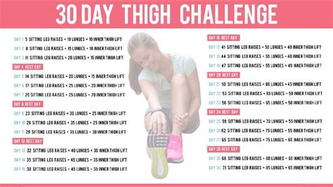 Thigh Challenge 30 Day Thigh Challenge 30 Day Workout Challenge Workout Plan Plank Challenge