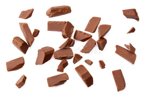 Chocolate De Leche Roto En Trozos Aislados En Fondo Blanco Vista