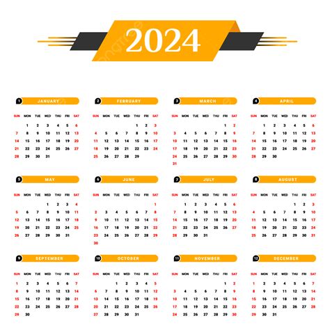 2024 Gelb Schwarzer Kalender Mit Einzigartigem Geometrischem Design