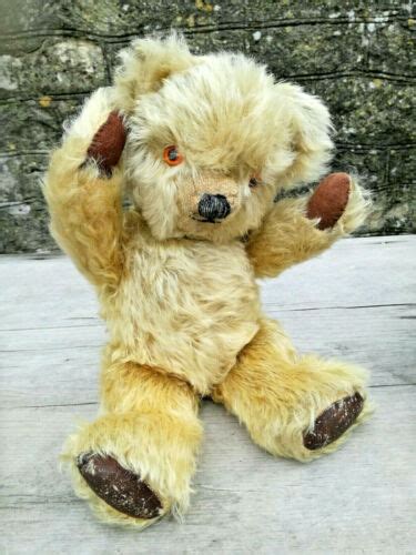 Old Vintage Antique Chad Valley Mohair Plush Teddy Bear Soft Toy 1960