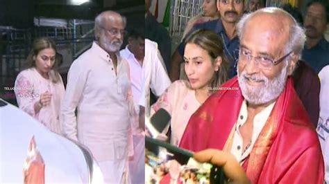 tamil superstar rajinikanth spotted at tirumala with his daughter