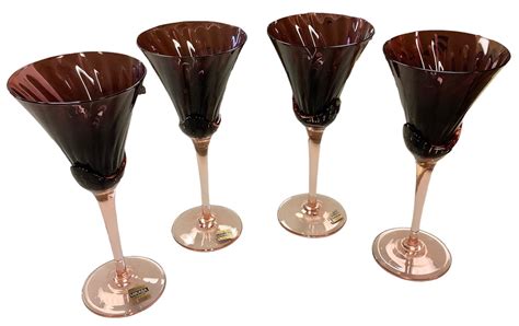 Lot Four Large Mikasa Ruby Wine Glasses 9 1 4” Tall