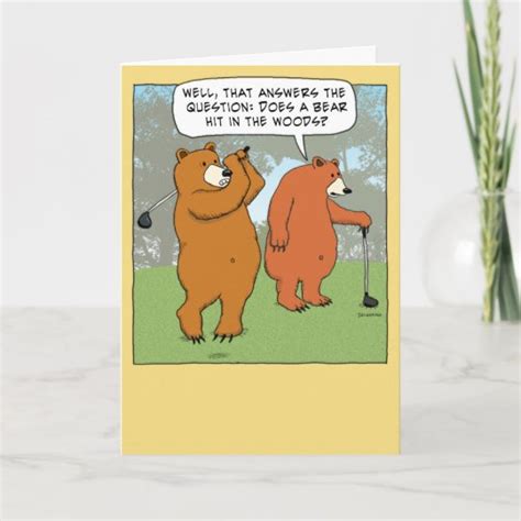 Funny Bears Golfing Birthday Card
