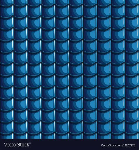 Cartoon Blue Roof Tiles Seamless Background Vector Image
