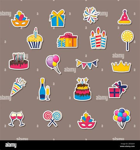 Happy Birthday Sticker Icons Set Icons Design For Your Product Web