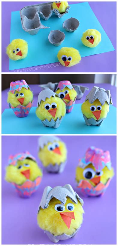 Egg Carton Hatching Chicks Kids Craft Crafty Morning Easter Kids
