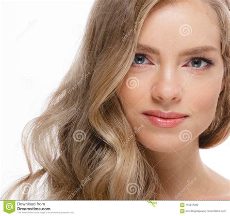 Woman Beauty Skin Care Close Up Portrait Blonde Hair Studio On W Stock Photo Image Of Glamour