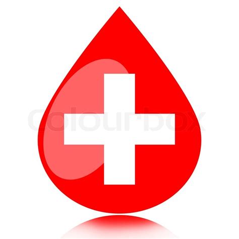 Blood Drop With Medical Cross Isolated On White Background Stock
