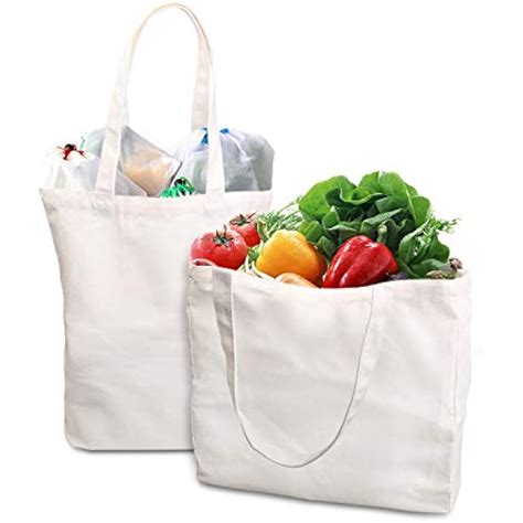 Canvas Grocery Shopping Bags Heavy Cotton Reusable Tote Lightweight