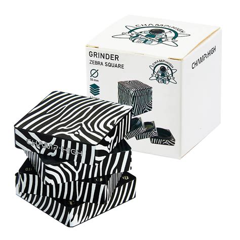 Buy Wholesale Champ High Zebra Square Metal Grinder 50mm 4 Parts