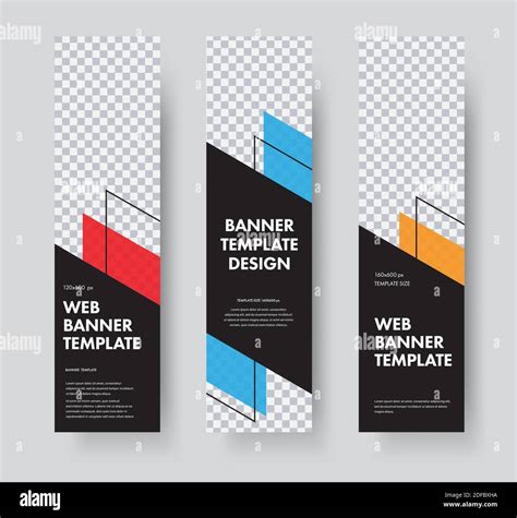 Vector Vertical Web Banner Templates With Diagonal Elements For Photo
