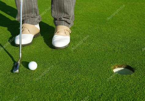 Golf Green Hole Course Man Putting Short Ball Stock Photo By