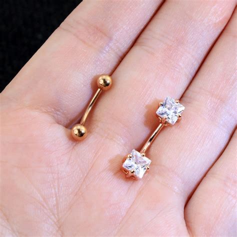 2pcs 16g Small Size Belly Button Rings Surgical Steel Square Etsy