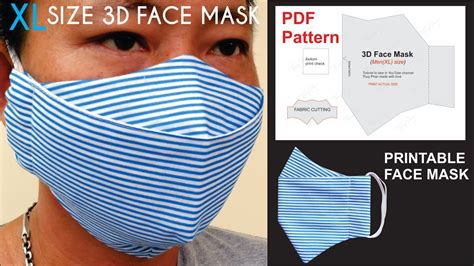 Print & cut cotton face mask pattern. How To Make L Size 3D Face Mask Pattern | PDF 3D Face Mask ...