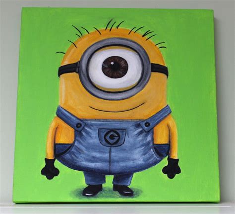 Minion Despicable Me Painting Canvas Green Background Minion Painting Painting Crafts