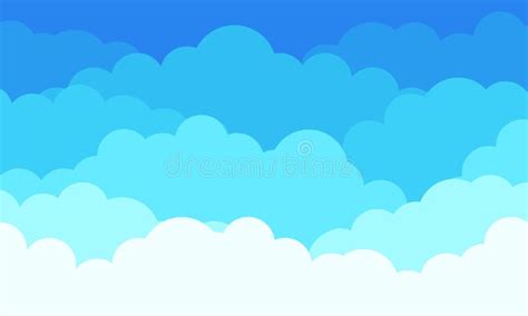 Cloud Pattern Background Flat White Clouds In Blue Sky Vector