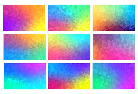 Polygon Vector Mosaic Backgrounds Set Colorful Abstract Patterns
