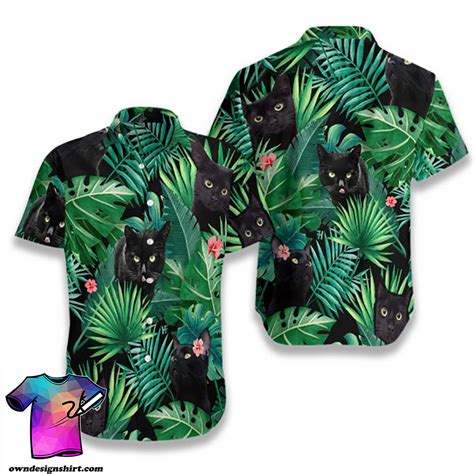 Tropical Black Cat Hawaiian Shirt Maria Leesilk Shop