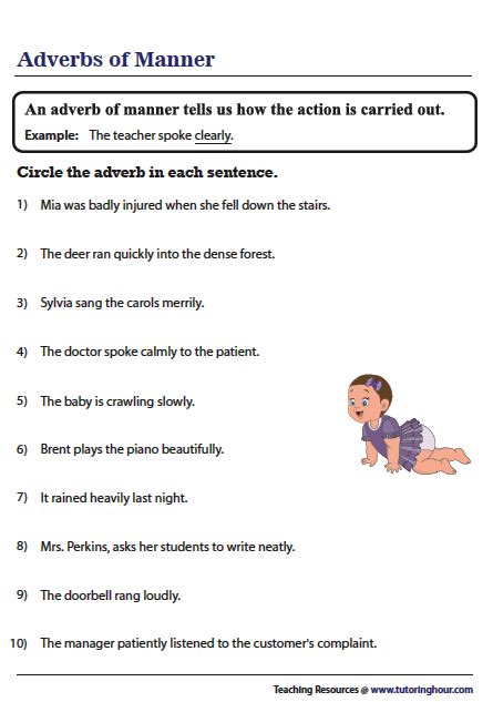 Identifying Adverbs Of Manner Simple Sentences Worksheet Adverbs