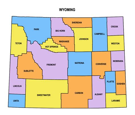 Wyoming County Map Editable And Printable State County Maps