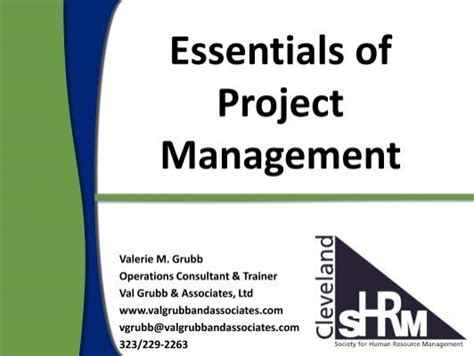 Project Management Skills For HR Val Grubb ClevelandSHRM