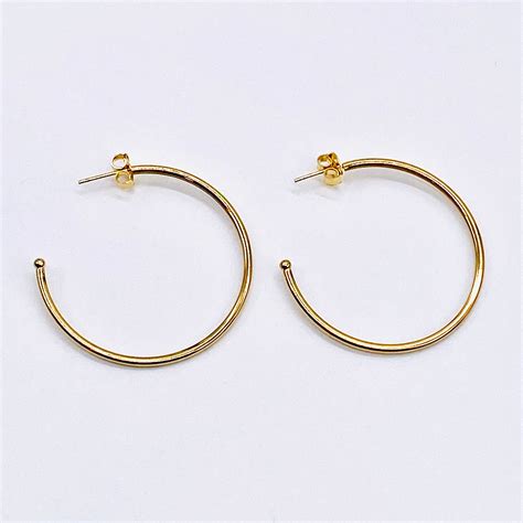 Thin Gold Hoop Earrings Large Gold Hoops 45mm Hoops 2 Inch Etsy