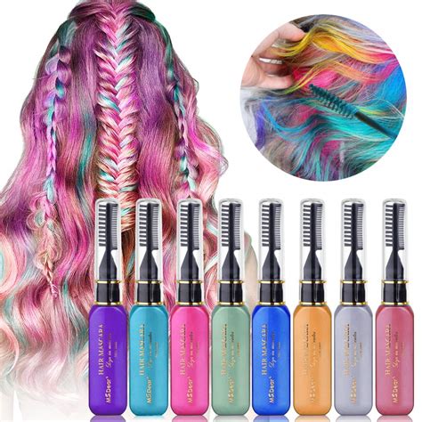 Msdear Temporary Hair Color Chalk 8 Colors Easy Wash Out Hair Color