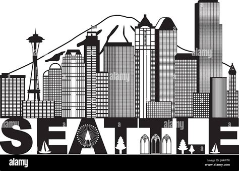 Seattle Skyline Silhouette Stock Vector Images Alamy