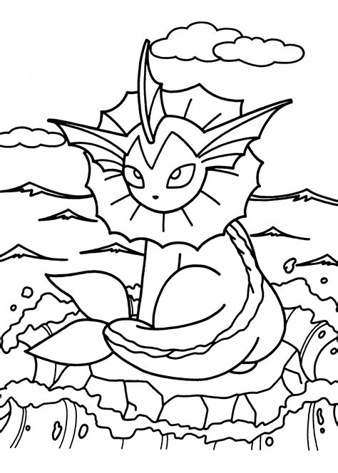 Pokemon Vaporeon Coloring Pages Coloring Home