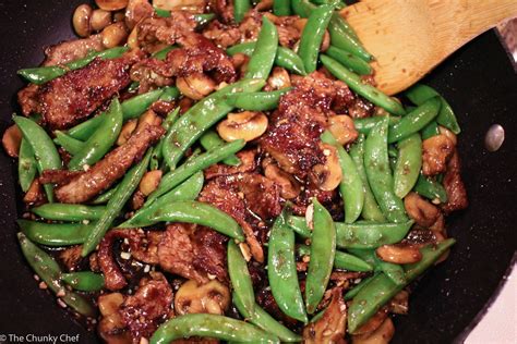 Other cuts like chuck and rump can be used, but brisket has layers of fats in between the lean meat which works best for slow. Asian Beef with Sugar Snap Peas - The Chunky Chef