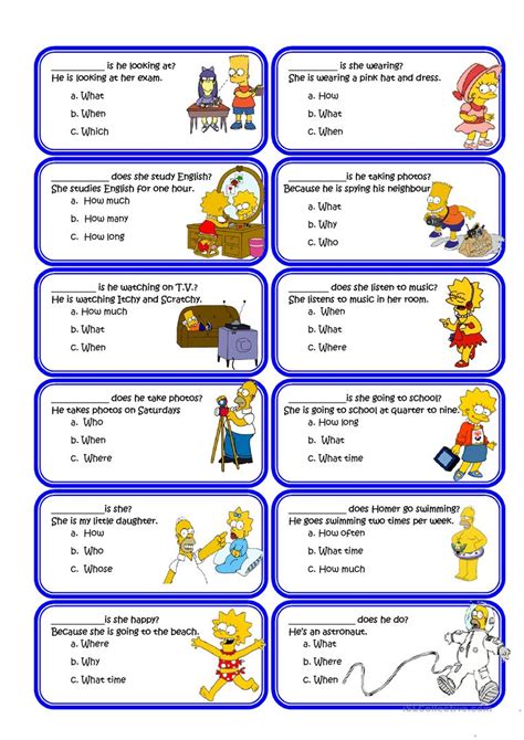 Answering wh questions can be very difficult skill for many children with language disorders and complex communication needs to master. Wh_questions Cards set2 - English ESL Worksheets for ...