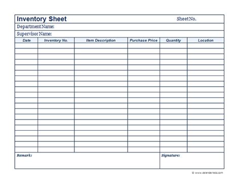 Business Inventory Template Free Printable Templates