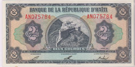 Five haitian gourdes are the equivalent of one haitian dollar. Haiti - 2 gourdes 1992 currency note - KB Coins & Currencies