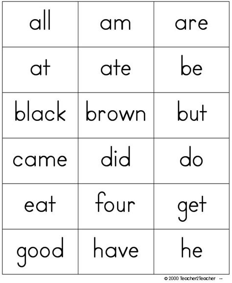 Dolch Primer Sight Word Cards Kindergarten Sight Words List Sight