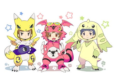 Renamon Makino Ruki Terriermon Matsuda Takato Guilmon And More Digimon And More Drawn