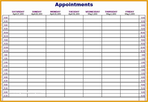 Free Weekly Appointment Calendar Template Of Appointment Book Templates