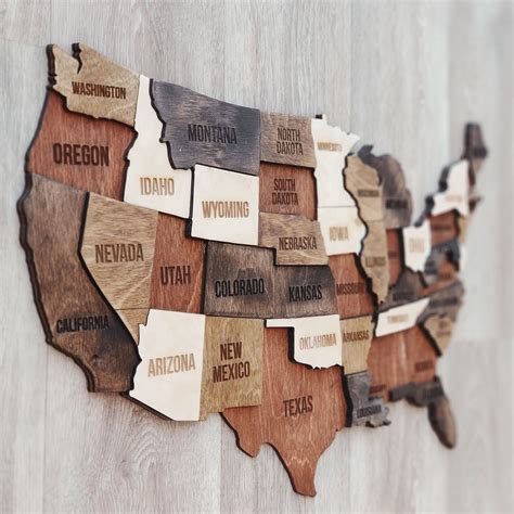 Wooden Map Of United States Us States Map